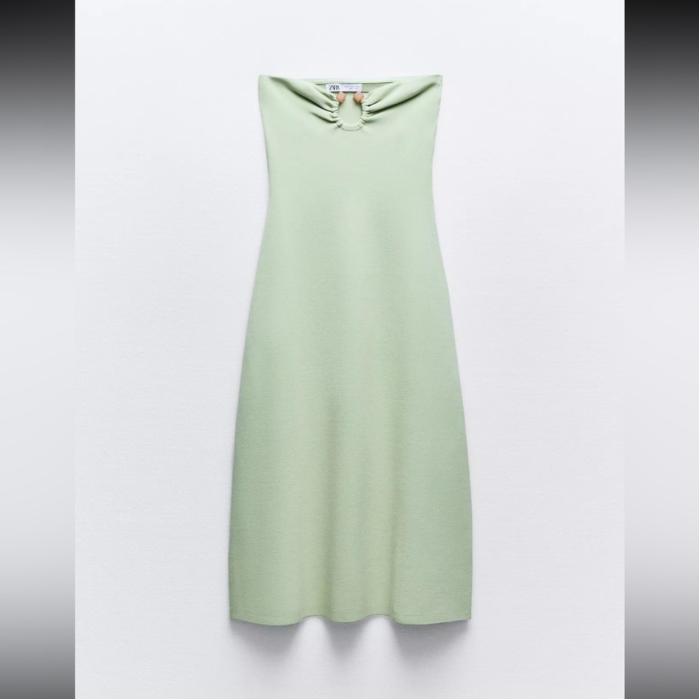 Zara Light Green Strapless Dress